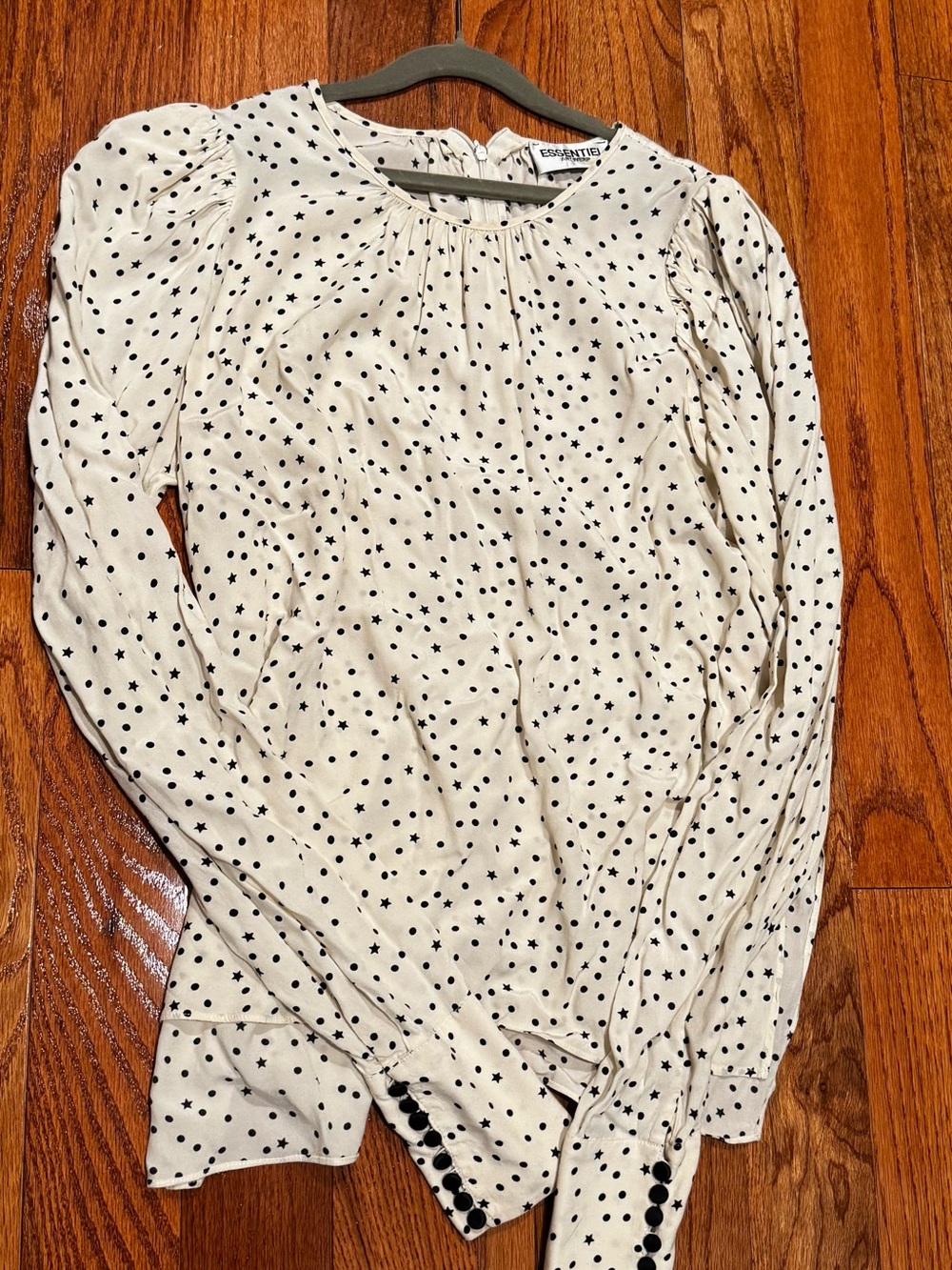 Essential Antwerp Zeyboard Black & Ivory Stars Polka Dot Long Sleeve Blouse - Picture 3 of 6